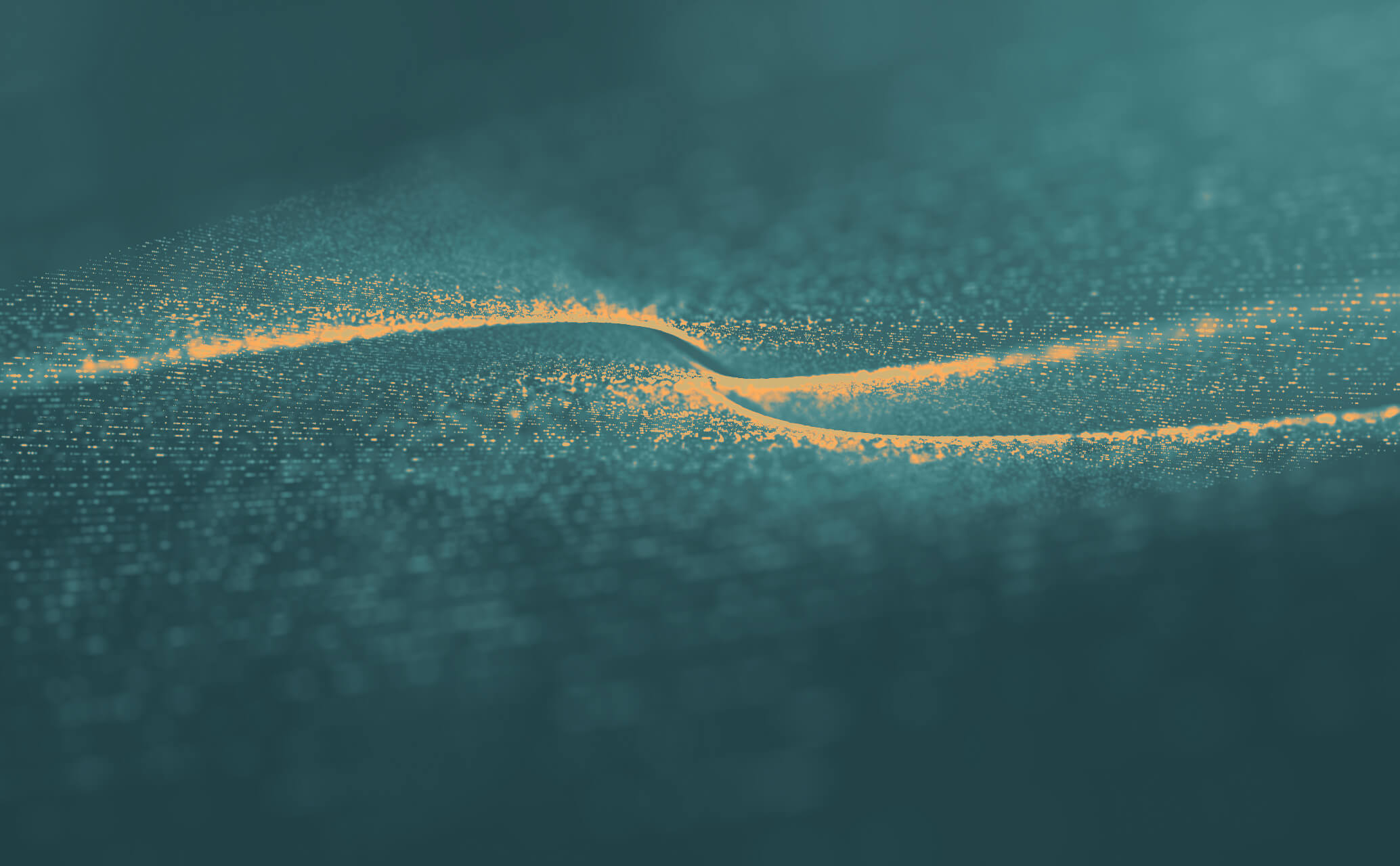 Abstract digital wave pattern with glowing lines representing cybersecurity and data protection in healthcare.