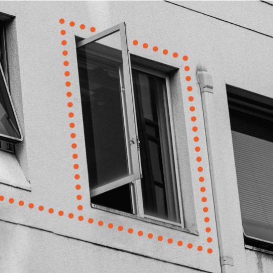 Open window in apartment building: cloud security image