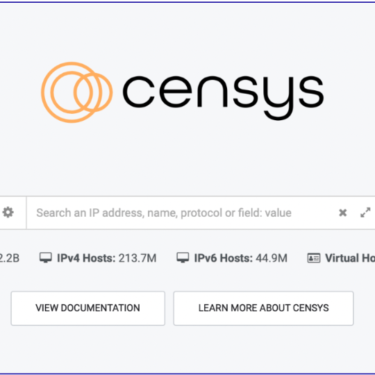 Vista de la página de inicio y la barra de búsqueda de Censys Search