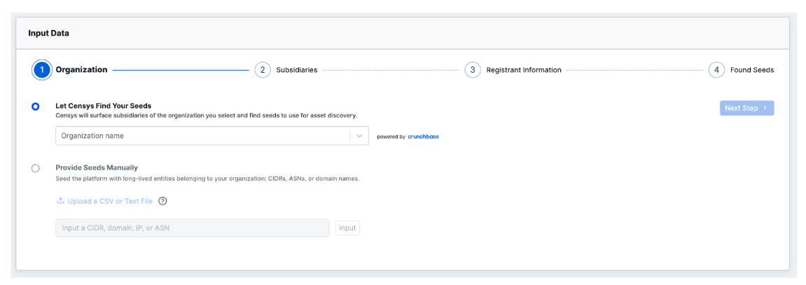 Attack surface discovery input data field