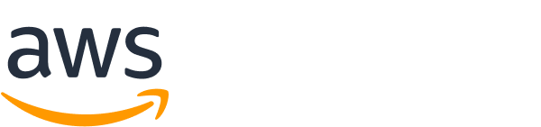 The AWS logo features the lowercase letters "aws" with an orange curved arrow underneath.
