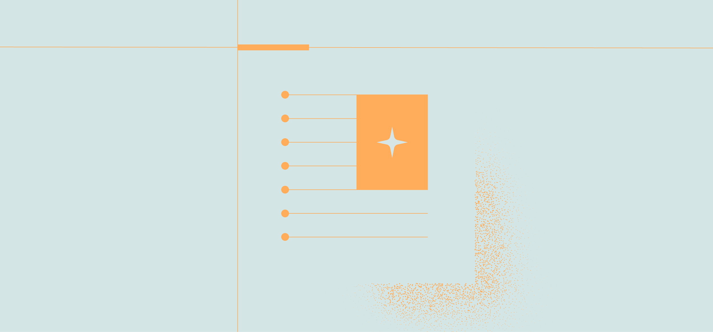 A bar chart with a star icon in the center, featuring orange bars and lines on a light blue background.
