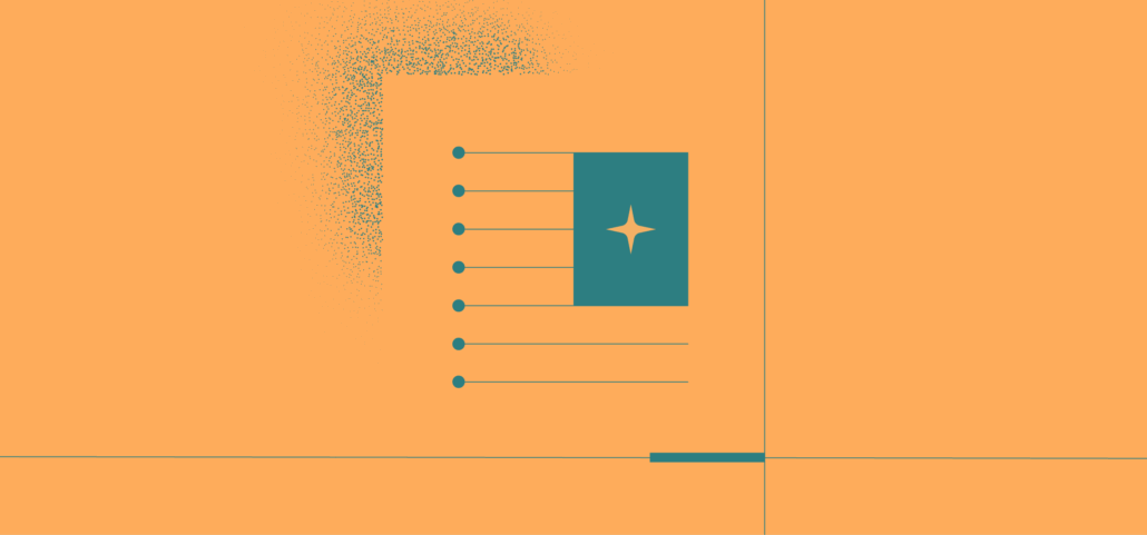A stylized infographic with a central star icon and connected bullet points on an orange background.