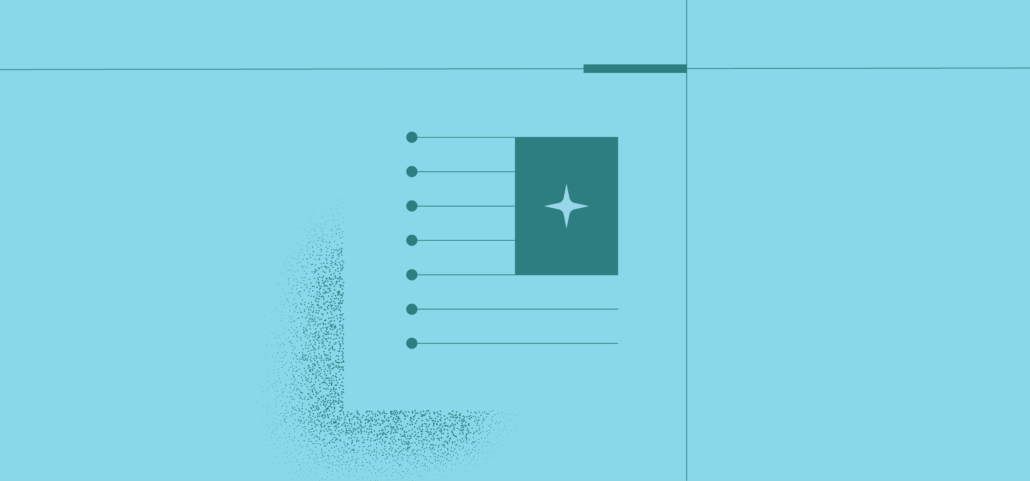 A digital illustration of a report or blog with connected lines on a dark background.