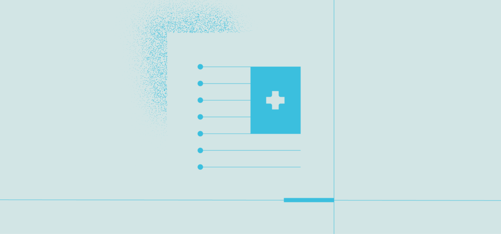 A digital illustration of a report or blog with connected lines on a light background.