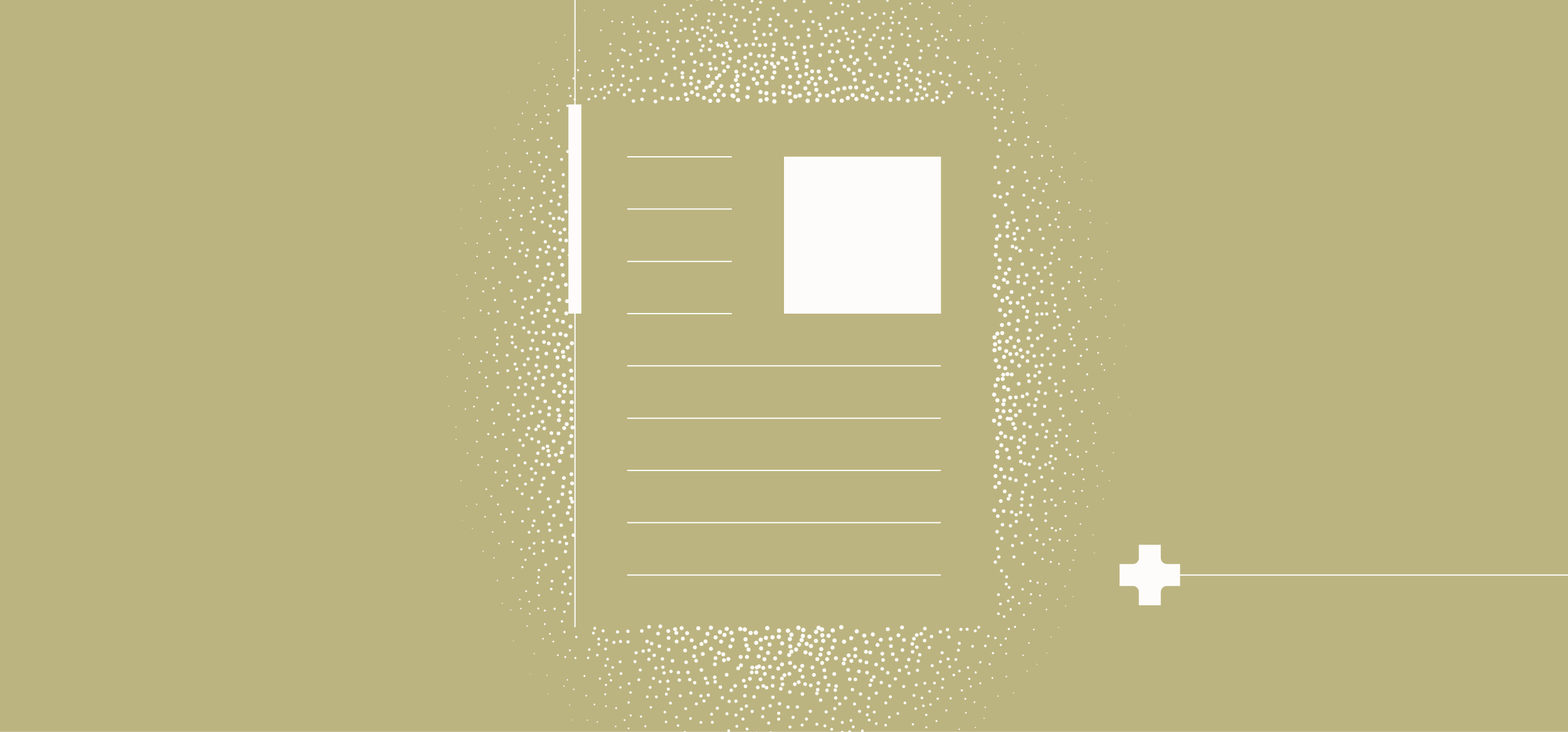A resource one-pager with a white square, lines, and icons on a beige background.