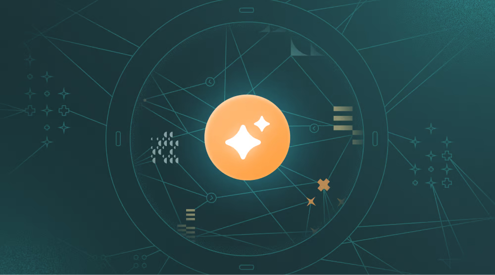 A digital map of the internet with interconnected nodes and a central glowing icon representing Censys AI's network
