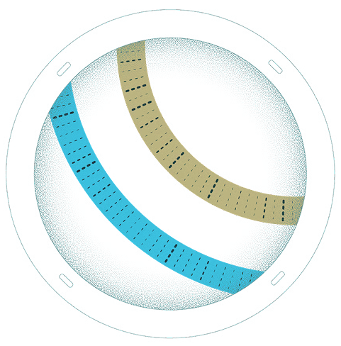 A digital globe with interconnected dotted lines and two curved bands, representing attack surface management visualization.