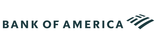 Bank of America logo with the bank's name in dark blue and a stylized flag symbol to the right.