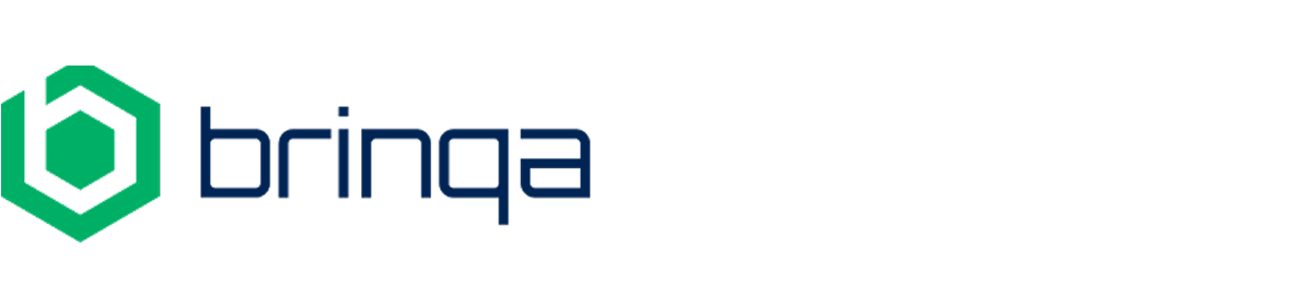 Censys Brinqa logo features a green hexagonal icon next to the blue text "brinqa" on a white background.