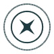 Teal security risk assessment icon featuring a magnifying glass over a shield with a checkmark.