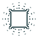 Teal-colored icons representing visibility, with a central eye symbol and surrounding lines indicating focus or detection.