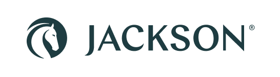 A logo featuring a stylized horse head inside a circular emblem next to the text "JACKSON" in bold, uppercase letters.