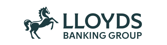 Lloyds Banking Group logo features a blue horse rearing beside the text "LLOYDS BANKING GROUP" in bold letters.