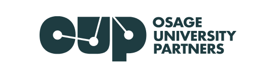 Censys OUP logo features stylized letters "OUP" with "OSAGE UNIVERSITY PARTNERS" text beside it.