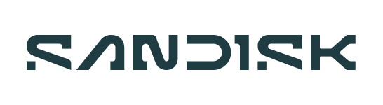 SanDisk logo with the brand name in bold, stylized black letters.