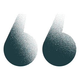 Two stylized quotation marks with a dotted gradient pattern on a black background.