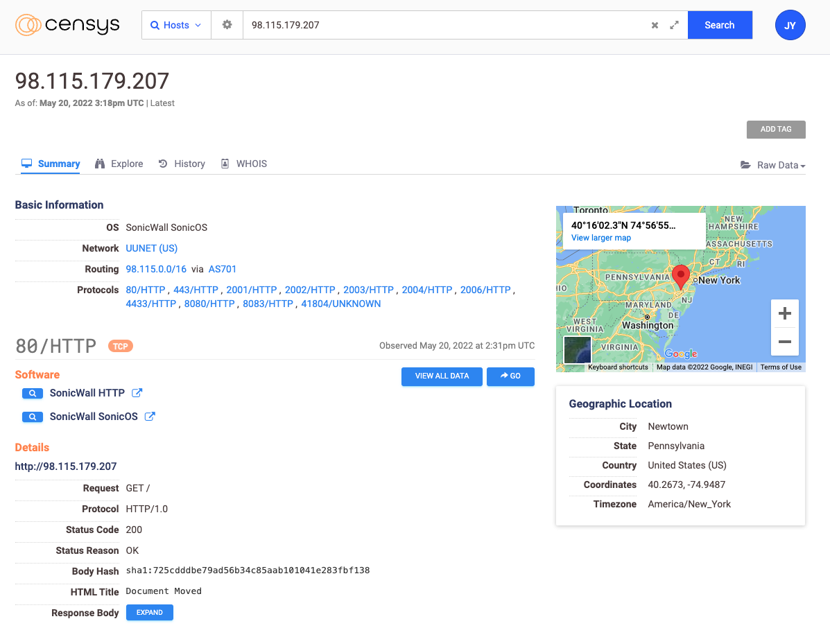 Censys Search tracking Deadbolt Ransomware