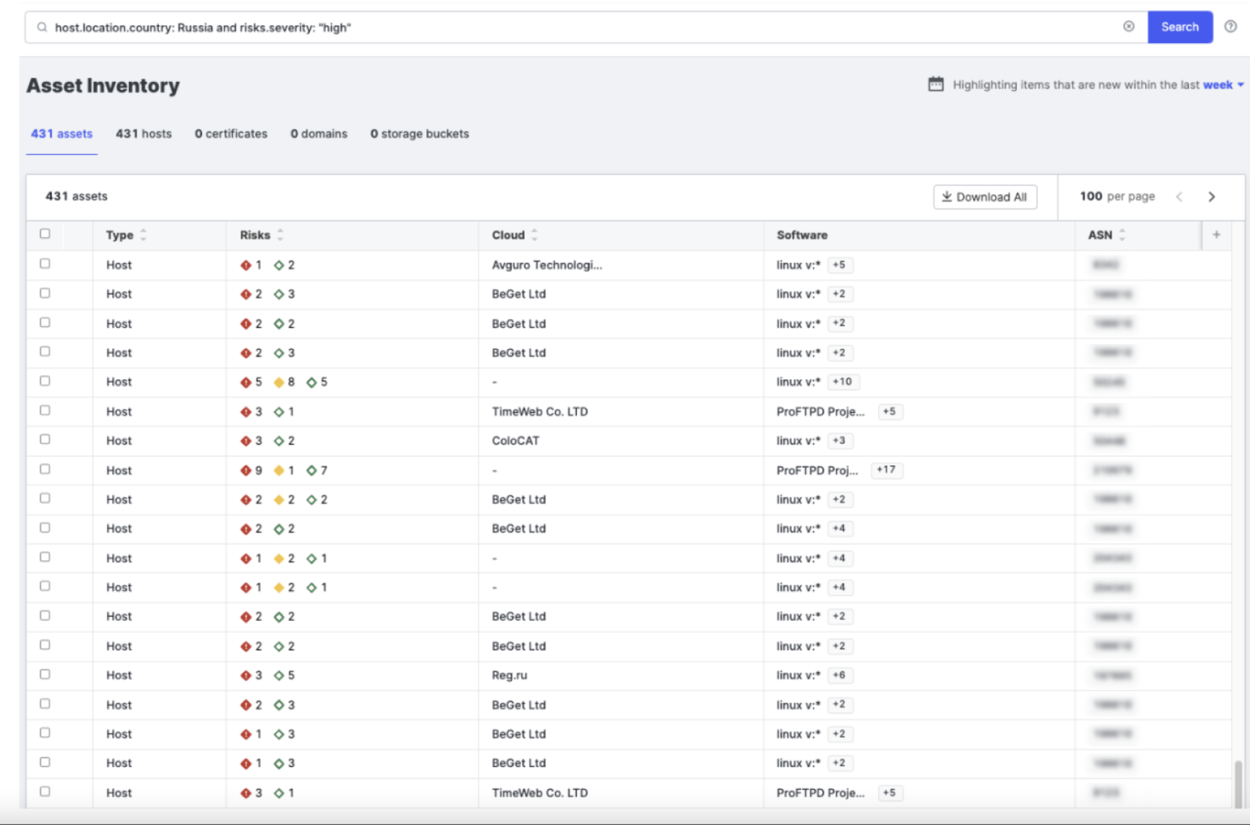 Attack Surface Management Inventory Search