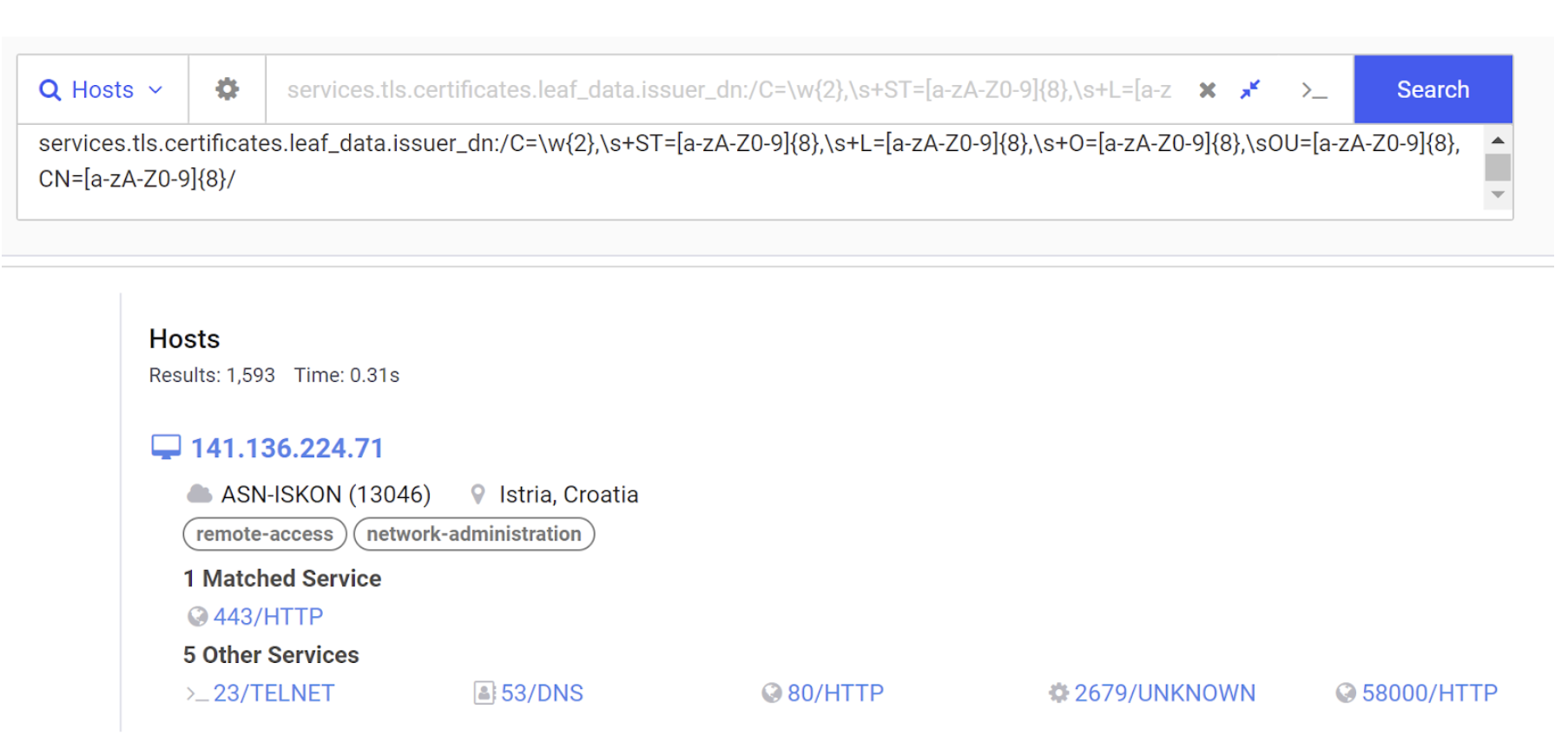 Viper TLS Certificates Leaf Data