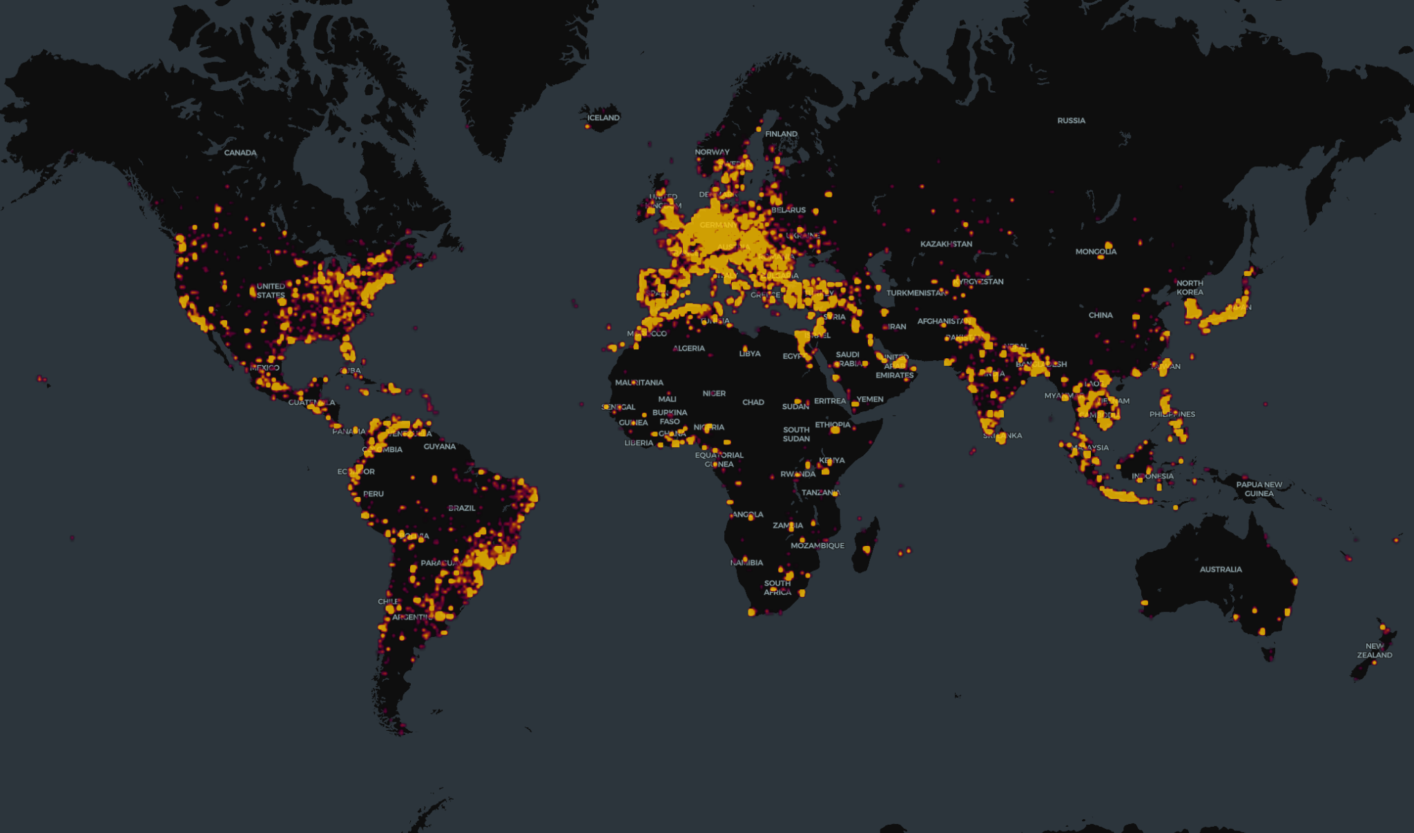 Geographic mapping of Rhadamanthys malware infections
