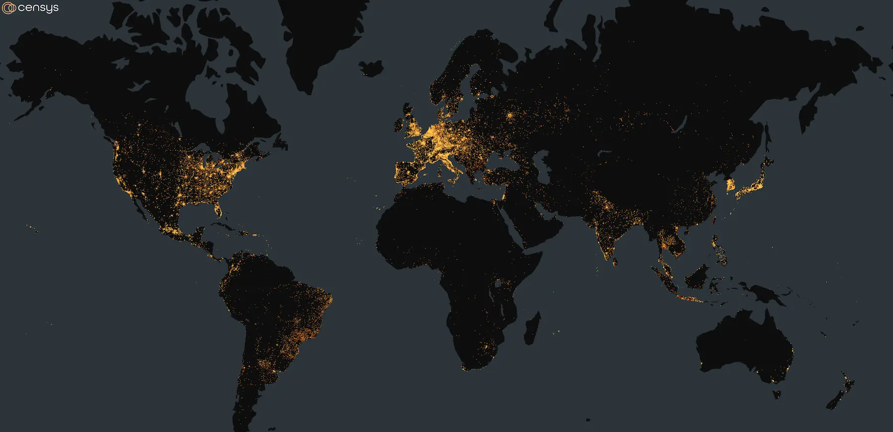 Map of Censys-Visible Potentially Vulnerable PHP Instances on June 9, 2024.